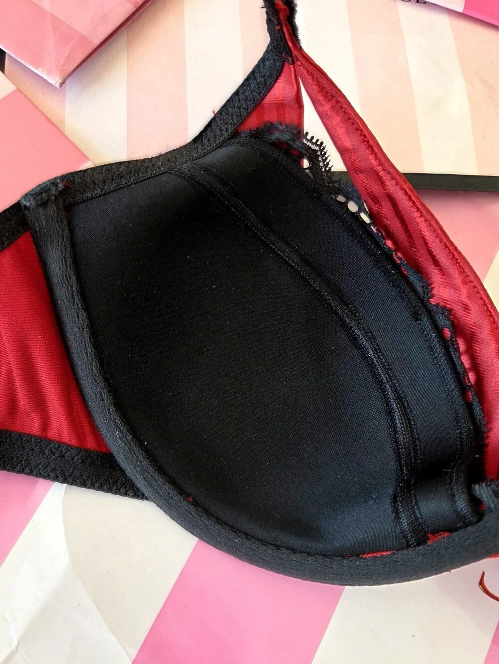 Victoria's Secret Chantal Thomass VTG Lingerie Bra NWOT Red Lace Stripes RARE